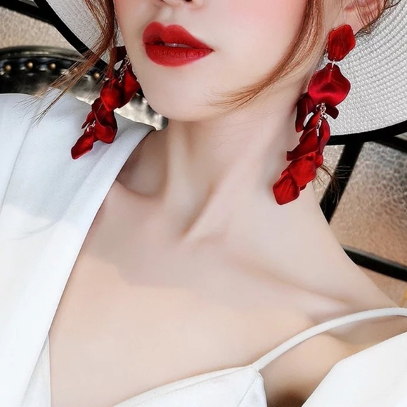 💎NEW💎SEXY RED DROP EARRINGS 925 POST - Picture 4 of 8
